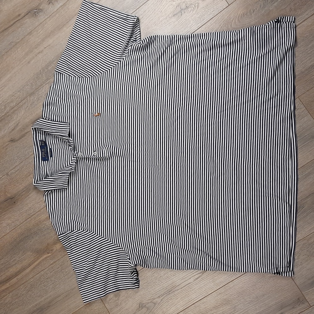 Polo Ralph Lauren navy & white striped short sleeve polo golf shirt, size XXL